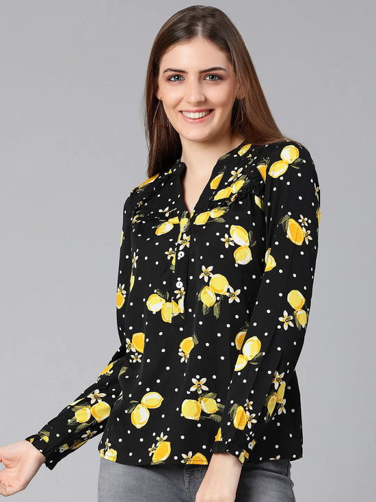 Dark moon floral print women top