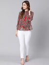 Passe red tropical print women top