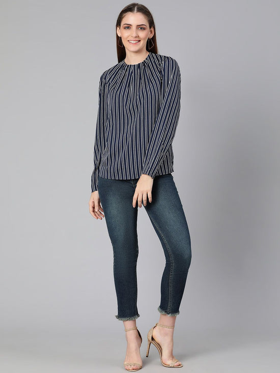 Cracker stripes blue color women top