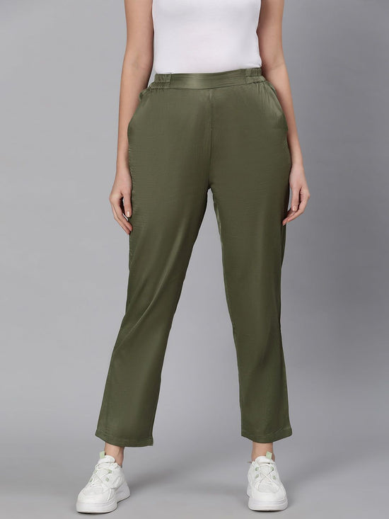 Loud solid green women pants