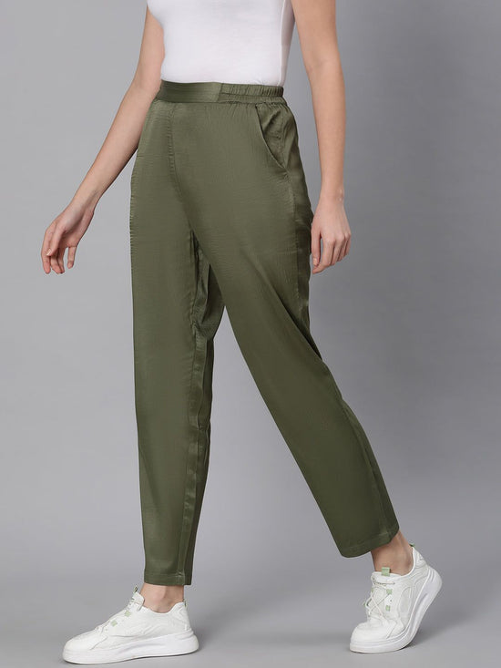 Loud solid green women pants