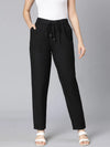 Solid darken black elasticated women pant