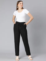 Solid darken black elasticated women pant