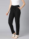 Solid darken black elasticated women pant