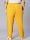 Plus Solid Yellow Lace Details Viscose Tie-Knot Elasticated Pant-S23001PP0001