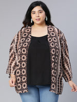 Plus Geoment Polyester Print Shrug-S23004PSG001