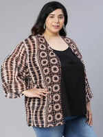 Plus Geoment Polyester Print shrug