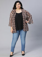 Plus Geoment Polyester Print Shrug-S23004PSG001