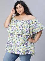 Plus Graphic Viscose Print off-shoulder Top