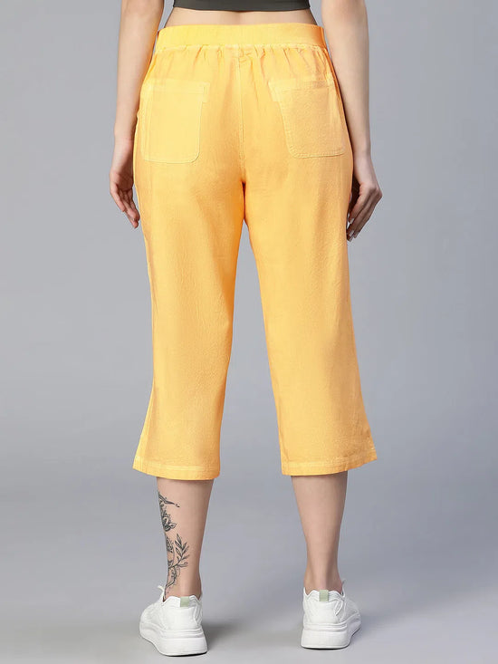 Classicism Yellow Elasticated Women Cotton Culottes