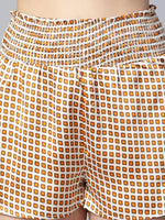 Lateen Brown Check Print Elasticated High Waist Women Nightwear Shorts