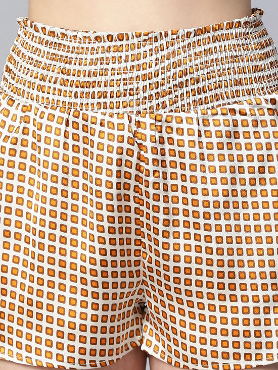 Lateen Brown Check Print Elasticated High Waist Women Nightwear Shorts