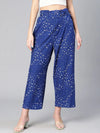 Contemporaray Abstract Print Blue Elastiacted Women Pant