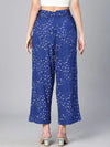 Contemporaray Abstract Print Blue Elastiacted Women Pant