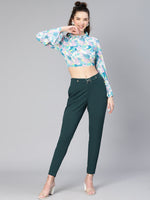 Women Viscose Multicolored Floral Print  Crop Top-S23070WBL002