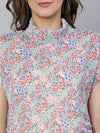 Women Floral Print High Neck Polyester Top-S23080WBL005