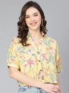 Keen Yellow Floral Print Short Slevee Women Shirt