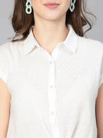 Women Solid White Tie-Knotted Casual Cotton Top-S23097WSH001