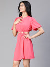 Women Pink Ring Fashioned Cut -Out Party Dress-S23105WDR002