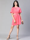 Women Pink Ring Fashioned Cut -Out Party Dress-S23105WDR002