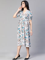 Women Multicolor Floral Print Tie-Up Long Flared Dress-S23122WDR002