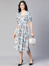 Women Multicolor Floral Print Tie-Up Long Flared Dress-S23122WDR002