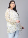 Women Floral Print Multicolor Round Neck Long Sleeve Plus Size Top-S23128PBL002