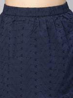 Women Blue Schiffli Cotton With Lining Skirt-S23222WSK002