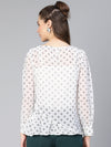 Women White Printed Ruffled Polyester  Top-S23245WBL001