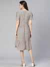 Women Grey Abstract Dot Print Short Sleeve Knee Length Polyester Dress-S23249WDR001