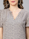 Women Grey Abstract Dot Print Short Sleeve Knee Length Polyester Dress-S23249WDR001