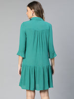 Women Collared Bell Sleeved Green Maternity Dress-S23281MADR02