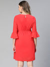 Women Embellished Elsaticated Round Neck Red Maternity Dress-S23283MADR01