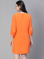 Women Embellished Elsaticated Round Neck Orange Maternity Dress-S23284MADR01