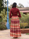 Women Solid Liva Rayon Rust Shirt With Multi Color Skirt Co-Ord Set-S4561RUSTMULTI