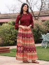 Women Solid Liva Rayon Rust Shirt With Multi Color Skirt Co-Ord Set-S4561RUSTMULTI