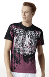 Huetrap Maroon Mens Short Sleeve Graphic Printed Tshirt-HT15MKGRAPLU00030