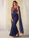 Saree Mall Women's Georgette Navy Blue Embellished Designer Saree With Blouse Piece-SAADI1002