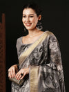 Saree Mall Women's Organza Grey Printed Designer Saree With Blouse Piece-SALILA142