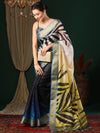 Saree Mall Women's Organza Navy Blue Printed Designer Saree With Blouse Piece-SALILA143