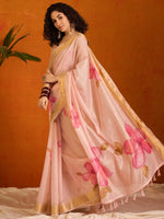 Saree Mall Women's Organza Pink Printed Designer Saree With Blouse Piece-SALILA146