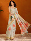 Saree Mall Women's Organza Light Blue Printed Designer Saree With Blouse Piece-SALILA147