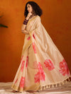 Saree Mall Women's Organza Beige Printed Designer Saree With Blouse Piece-SALILA148