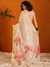 Saree Mall Women's Organza Cream Printed Designer Saree With Blouse Piece-SALILA149