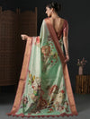 Saree Mall Women's Organza Sea Green Printed Designer Saree With Blouse Piece-SALILA201