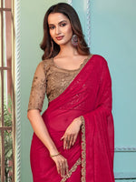 Saree Mall Women's Georgette Pink Embellished Designer Saree With Blouse Piece-SALSA7801