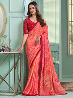 Saree Mall Women's Chiffon Orange Embellished Designer Saree With Blouse Piece-SALSA7807