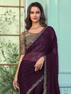 Saree Mall Women's Chiffon Purple Embellished Designer Saree With Blouse Piece-SALSA7809