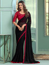 Saree Mall Women's Chiffon Black Embellished Designer Saree With Blouse Piece-SALSA7815