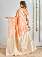 Saree Mall Women's Cotton Peach Woven Design Designer Saree With Blouse Piece-SANIDHI104501